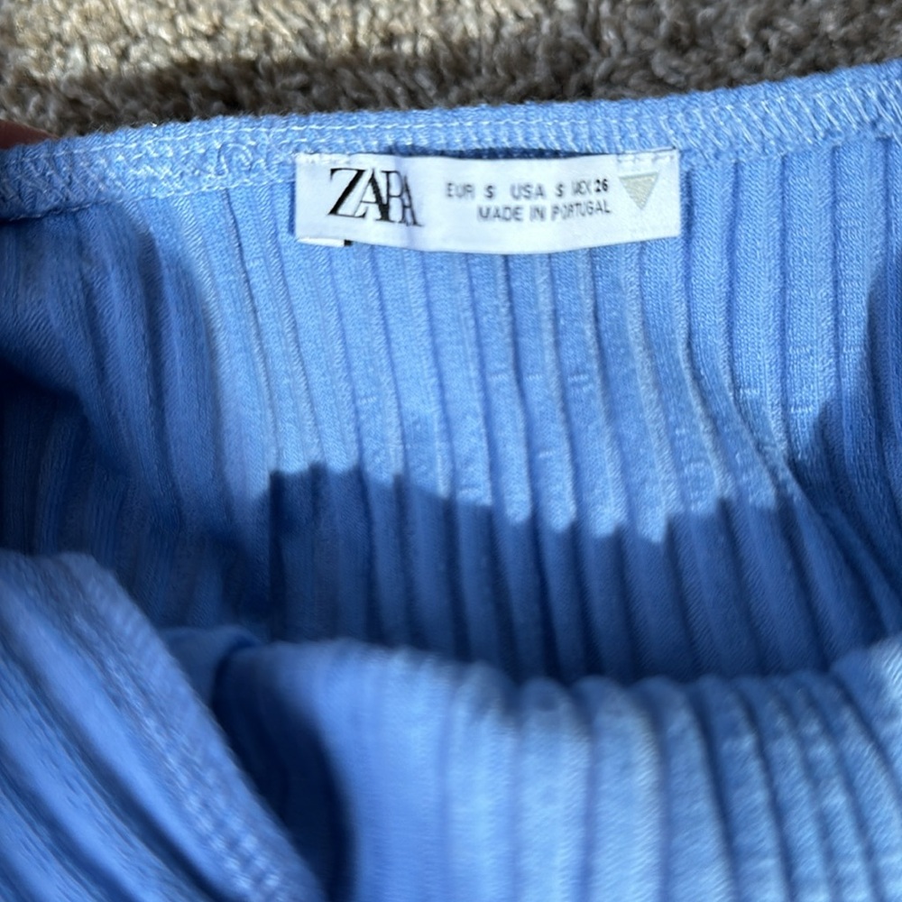 Zara like new small halter blue mini dress with sleeve - Picture 3 of 3